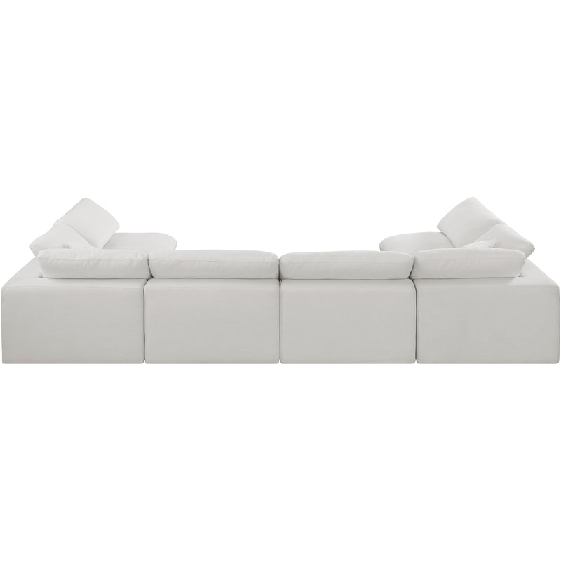 Meridian Comfy Cream Linen Textured Fabric Modular Sectional IMAGE 3