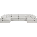 Meridian Comfy Cream Linen Textured Fabric Modular Sectional IMAGE 4