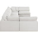 Meridian Comfy Cream Linen Textured Fabric Modular Sectional IMAGE 5