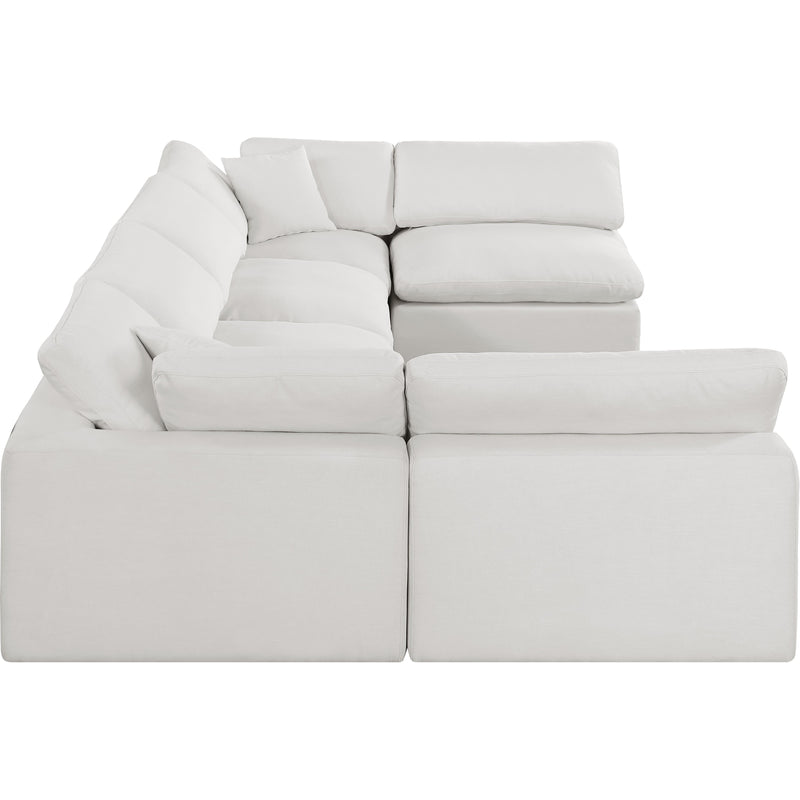 Meridian Comfy Cream Linen Textured Fabric Modular Sectional IMAGE 5