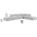 Meridian Comfy Cream Linen Textured Fabric Modular Sectional IMAGE 11