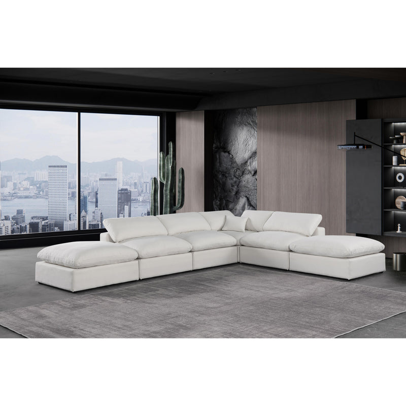 Meridian Comfy Cream Linen Textured Fabric Modular Sectional IMAGE 2