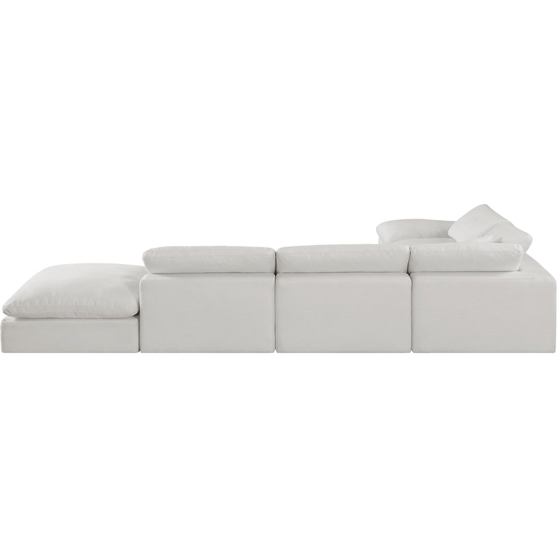 Meridian Comfy Cream Linen Textured Fabric Modular Sectional IMAGE 3