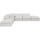 Meridian Comfy Cream Linen Textured Fabric Modular Sectional IMAGE 4