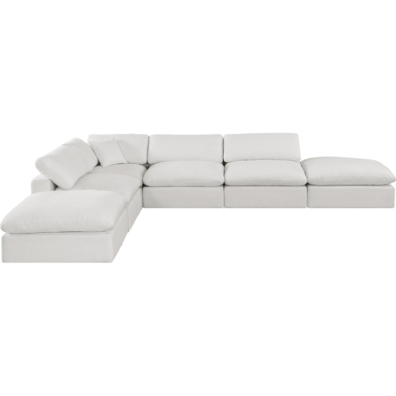 Meridian Comfy Cream Linen Textured Fabric Modular Sectional IMAGE 4