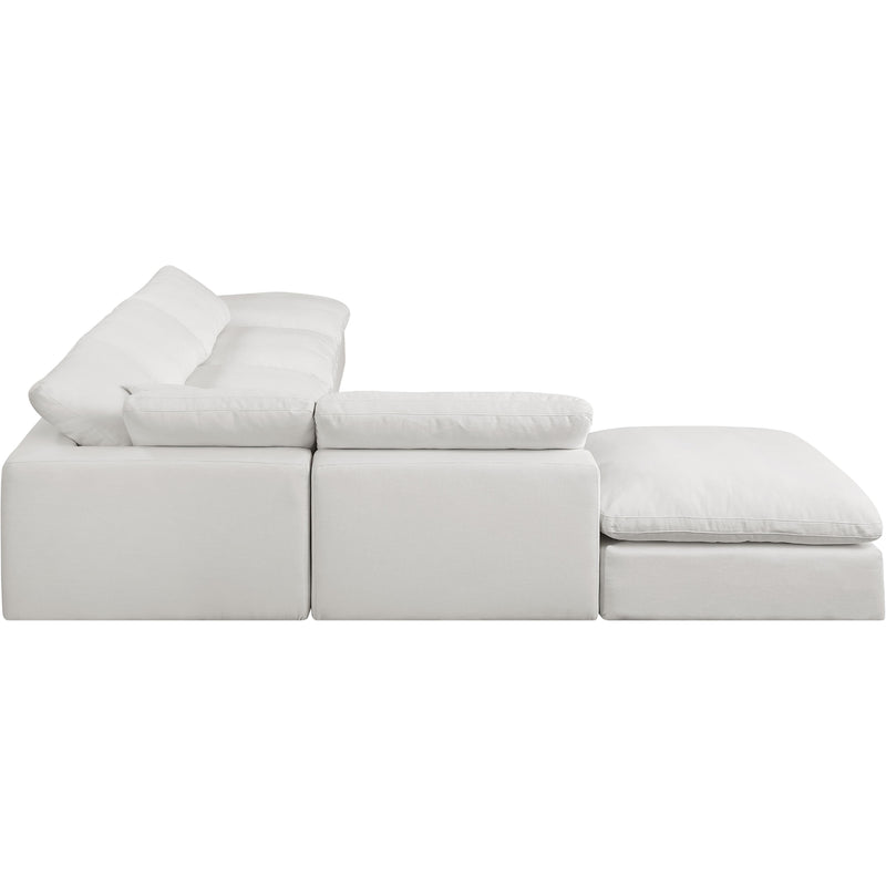 Meridian Comfy Cream Linen Textured Fabric Modular Sectional IMAGE 5