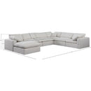 Meridian Comfy Cream Linen Textured Fabric Modular Sectional IMAGE 10