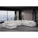 Meridian Comfy Cream Linen Textured Fabric Modular Sectional IMAGE 2
