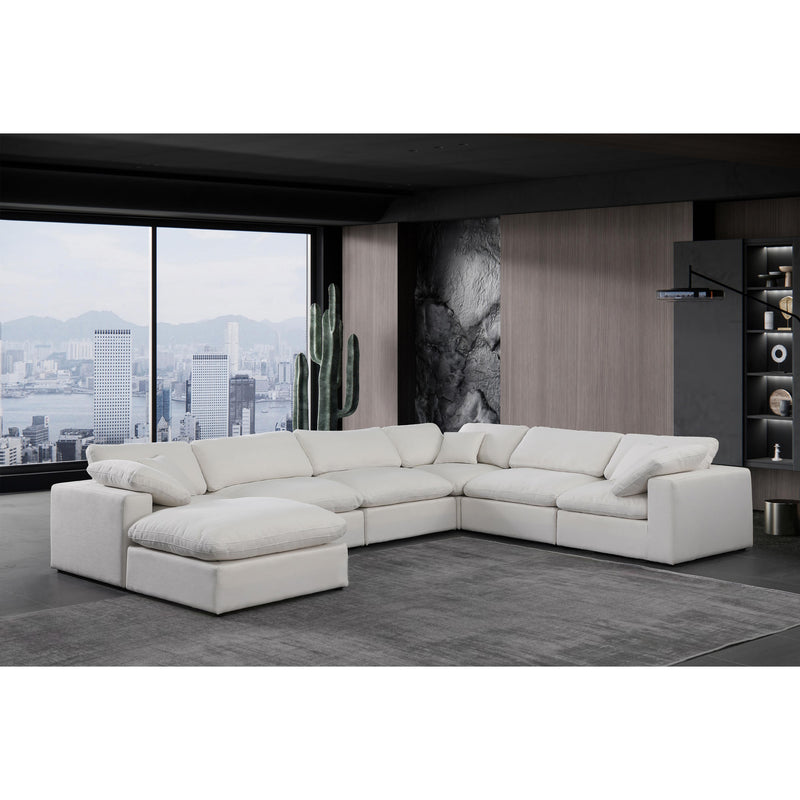 Meridian Comfy Cream Linen Textured Fabric Modular Sectional IMAGE 2