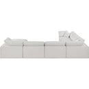 Meridian Comfy Cream Linen Textured Fabric Modular Sectional IMAGE 3