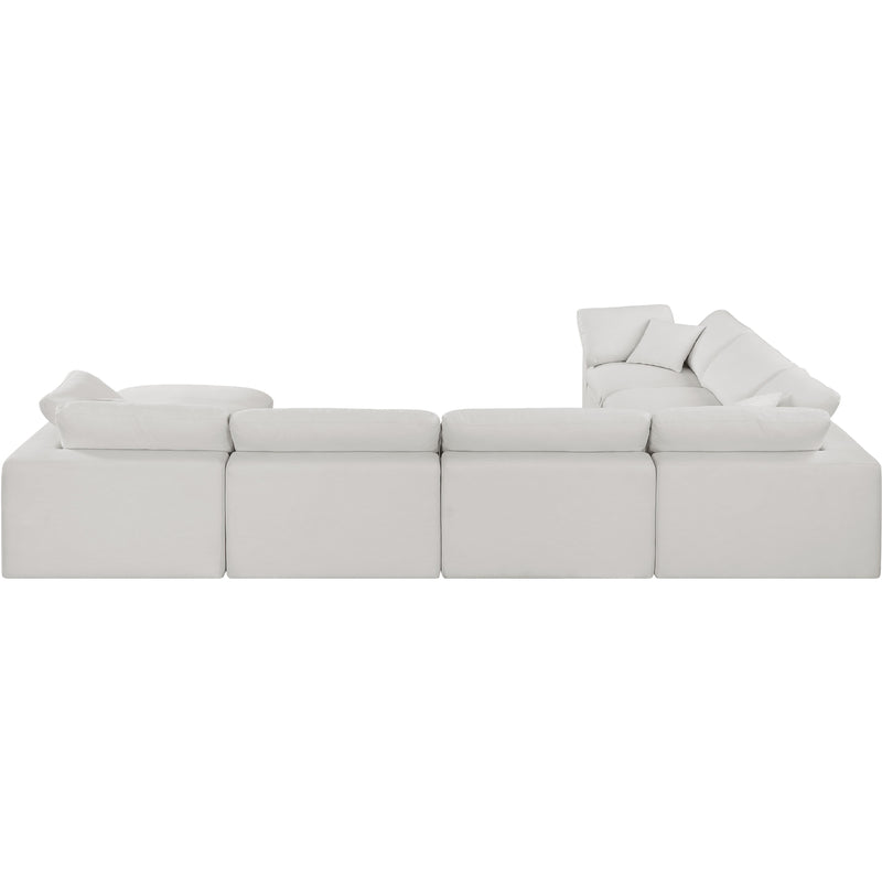 Meridian Comfy Cream Linen Textured Fabric Modular Sectional IMAGE 3