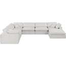 Meridian Comfy Cream Linen Textured Fabric Modular Sectional IMAGE 4