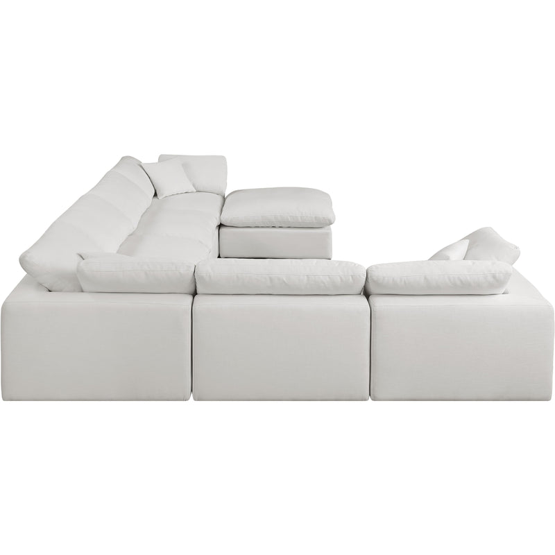 Meridian Comfy Cream Linen Textured Fabric Modular Sectional IMAGE 5