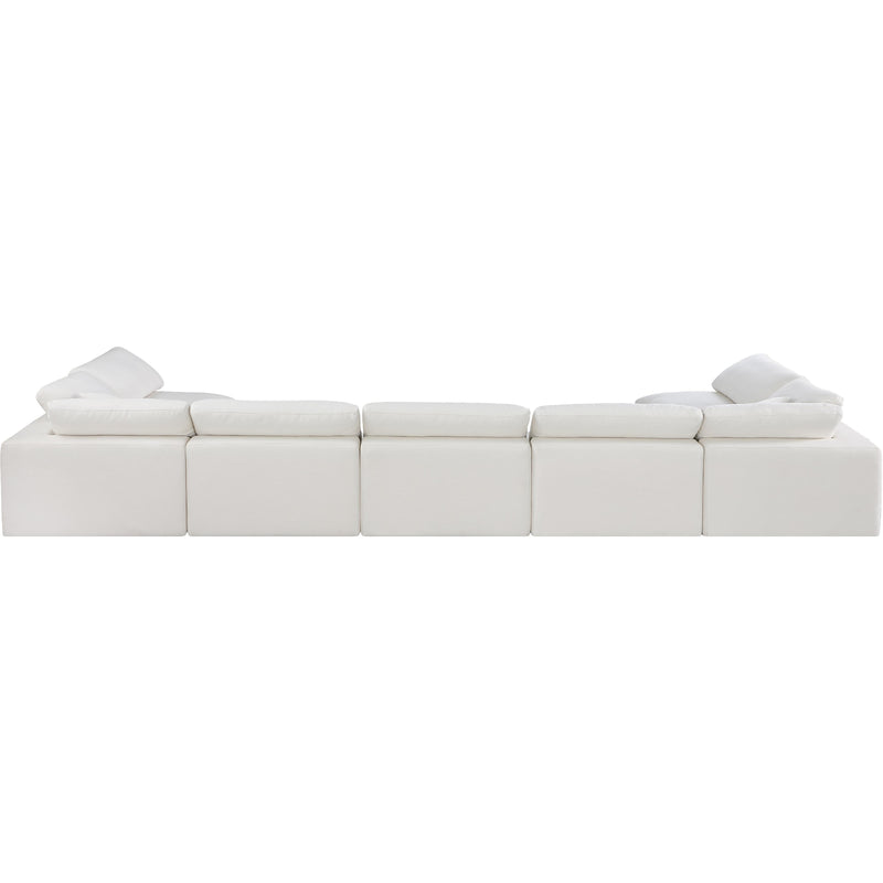 Meridian Comfy Cream Linen Textured Fabric Modular Sectional IMAGE 3
