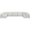 Meridian Comfy Cream Linen Textured Fabric Modular Sectional IMAGE 4