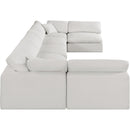 Meridian Comfy Cream Linen Textured Fabric Modular Sectional IMAGE 5