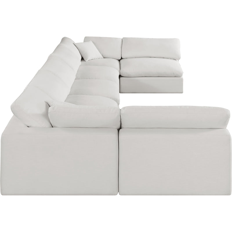 Meridian Comfy Cream Linen Textured Fabric Modular Sectional IMAGE 5