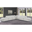 Meridian Comfy Cream Linen Textured Fabric Modular Sectional IMAGE 2