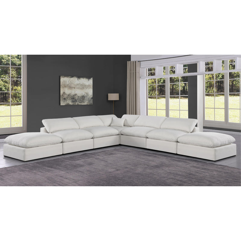 Meridian Comfy Cream Linen Textured Fabric Modular Sectional IMAGE 2