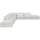 Meridian Comfy Cream Linen Textured Fabric Modular Sectional IMAGE 4