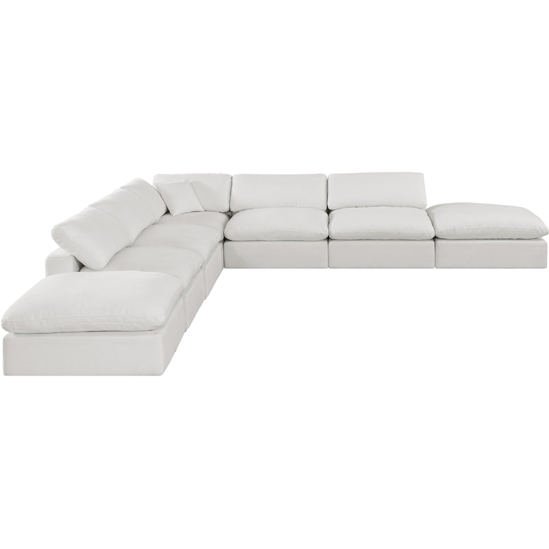 Meridian Comfy Cream Linen Textured Fabric Modular Sectional IMAGE 4