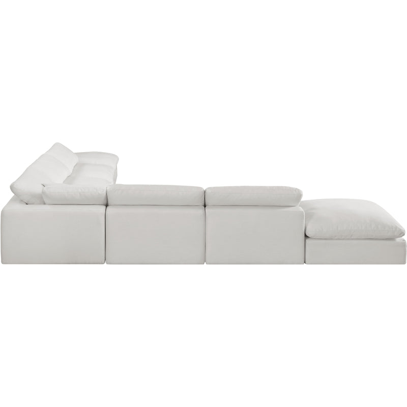 Meridian Comfy Cream Linen Textured Fabric Modular Sectional IMAGE 5