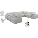 Meridian Comfy Cream Linen Textured Fabric Modular Sectional IMAGE 11