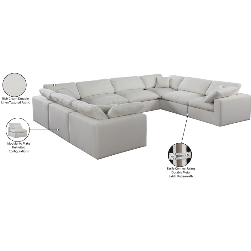 Meridian Comfy Cream Linen Textured Fabric Modular Sectional IMAGE 11