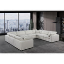 Meridian Comfy Cream Linen Textured Fabric Modular Sectional IMAGE 2