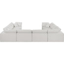 Meridian Comfy Cream Linen Textured Fabric Modular Sectional IMAGE 3