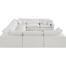 Meridian Comfy Cream Linen Textured Fabric Modular Sectional IMAGE 5