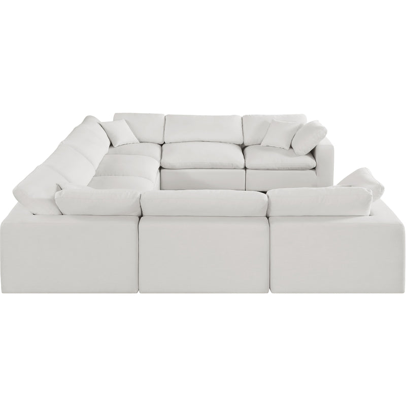 Meridian Comfy Cream Linen Textured Fabric Modular Sectional IMAGE 5