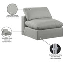 Meridian Comfy Grey Linen Textured Fabric Modular Armless Chair IMAGE 10