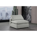Meridian Comfy Grey Linen Textured Fabric Modular Armless Chair IMAGE 2
