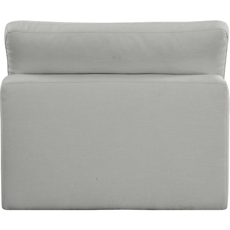 Meridian Comfy Grey Linen Textured Fabric Modular Armless Chair IMAGE 3