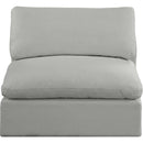 Meridian Comfy Grey Linen Textured Fabric Modular Armless Chair IMAGE 4