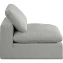 Meridian Comfy Grey Linen Textured Fabric Modular Armless Chair IMAGE 5