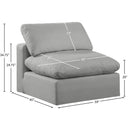Meridian Comfy Grey Linen Textured Fabric Modular Armless Chair IMAGE 9