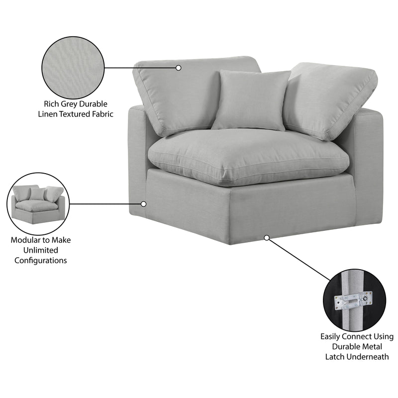 Meridian Comfy Grey Linen Textured Fabric Modular Corner Chair IMAGE 10