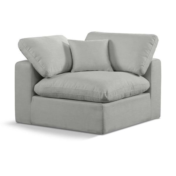 Meridian Comfy Grey Linen Textured Fabric Modular Corner Chair IMAGE 1