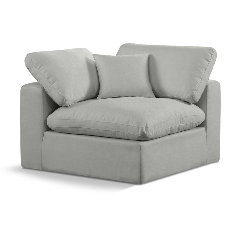 Meridian Comfy Grey Linen Textured Fabric Modular Corner Chair IMAGE 1
