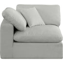 Meridian Comfy Grey Linen Textured Fabric Modular Corner Chair IMAGE 4