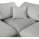 Meridian Comfy Grey Linen Textured Fabric Modular Corner Chair IMAGE 7