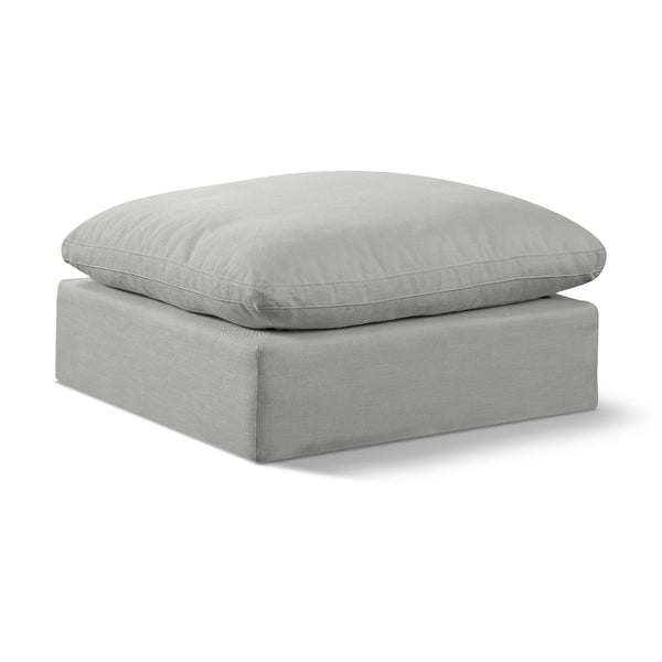 Meridian Comfy Grey Linen Textured Fabric Modular Ottoman IMAGE 1