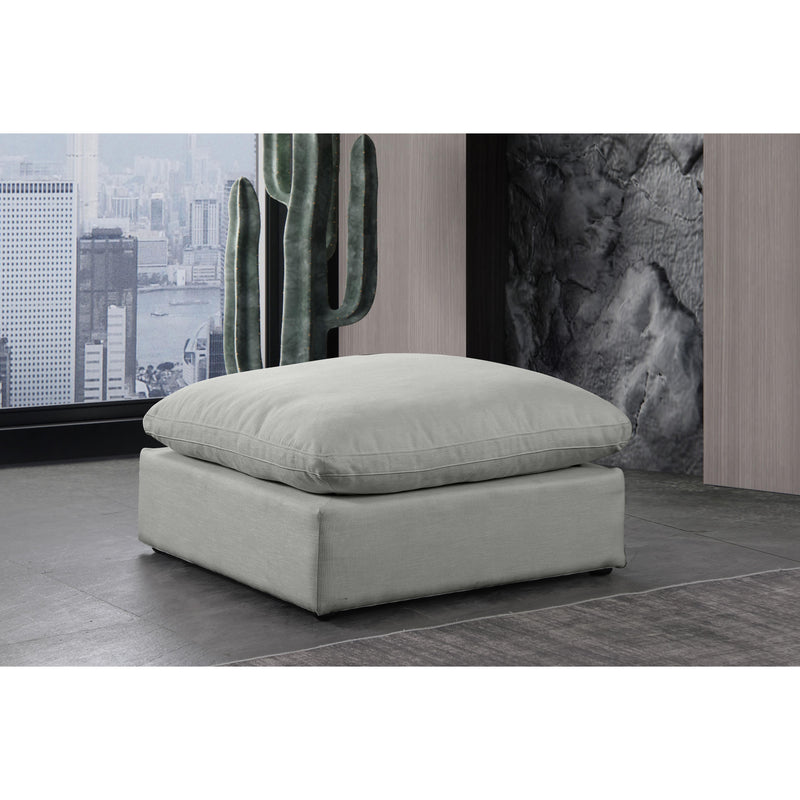 Meridian Comfy Grey Linen Textured Fabric Modular Ottoman IMAGE 2