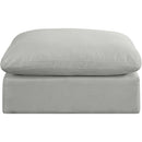 Meridian Comfy Grey Linen Textured Fabric Modular Ottoman IMAGE 3