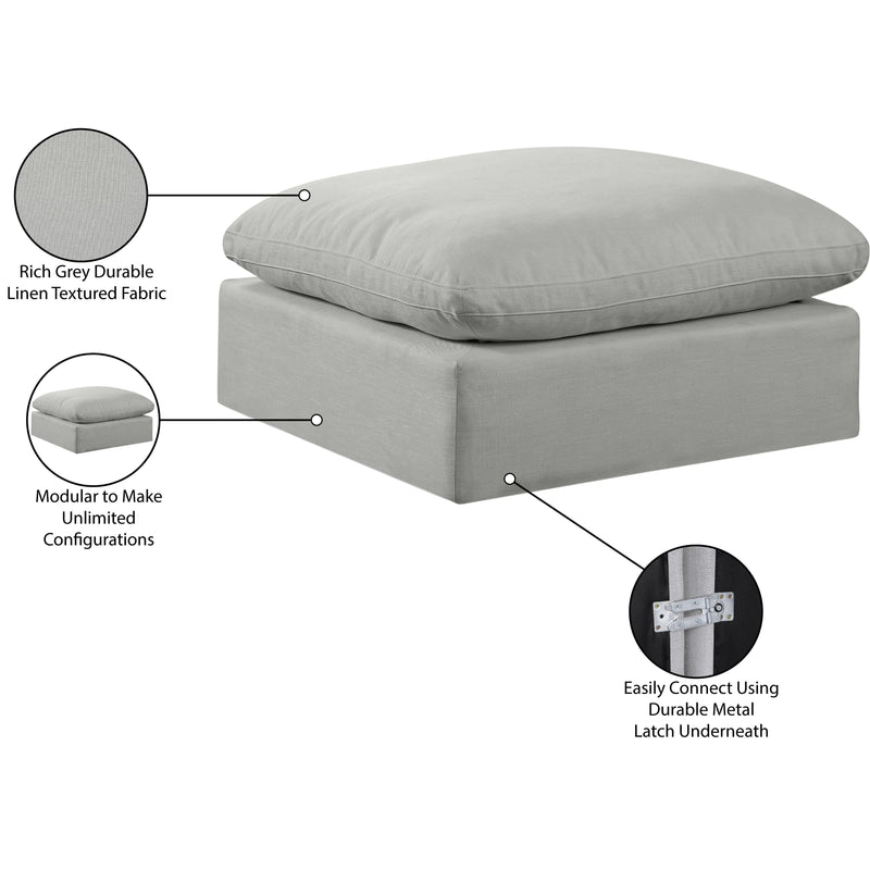 Meridian Comfy Grey Linen Textured Fabric Modular Ottoman IMAGE 6