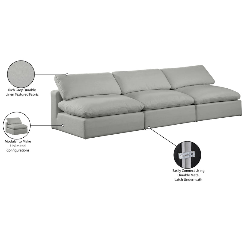 Meridian Comfy Grey Linen Textured Fabric Modular Sofa IMAGE 10