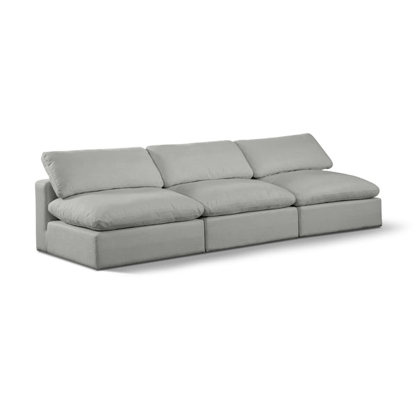 Meridian Comfy Grey Linen Textured Fabric Modular Sofa IMAGE 1