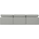 Meridian Comfy Grey Linen Textured Fabric Modular Sofa IMAGE 3